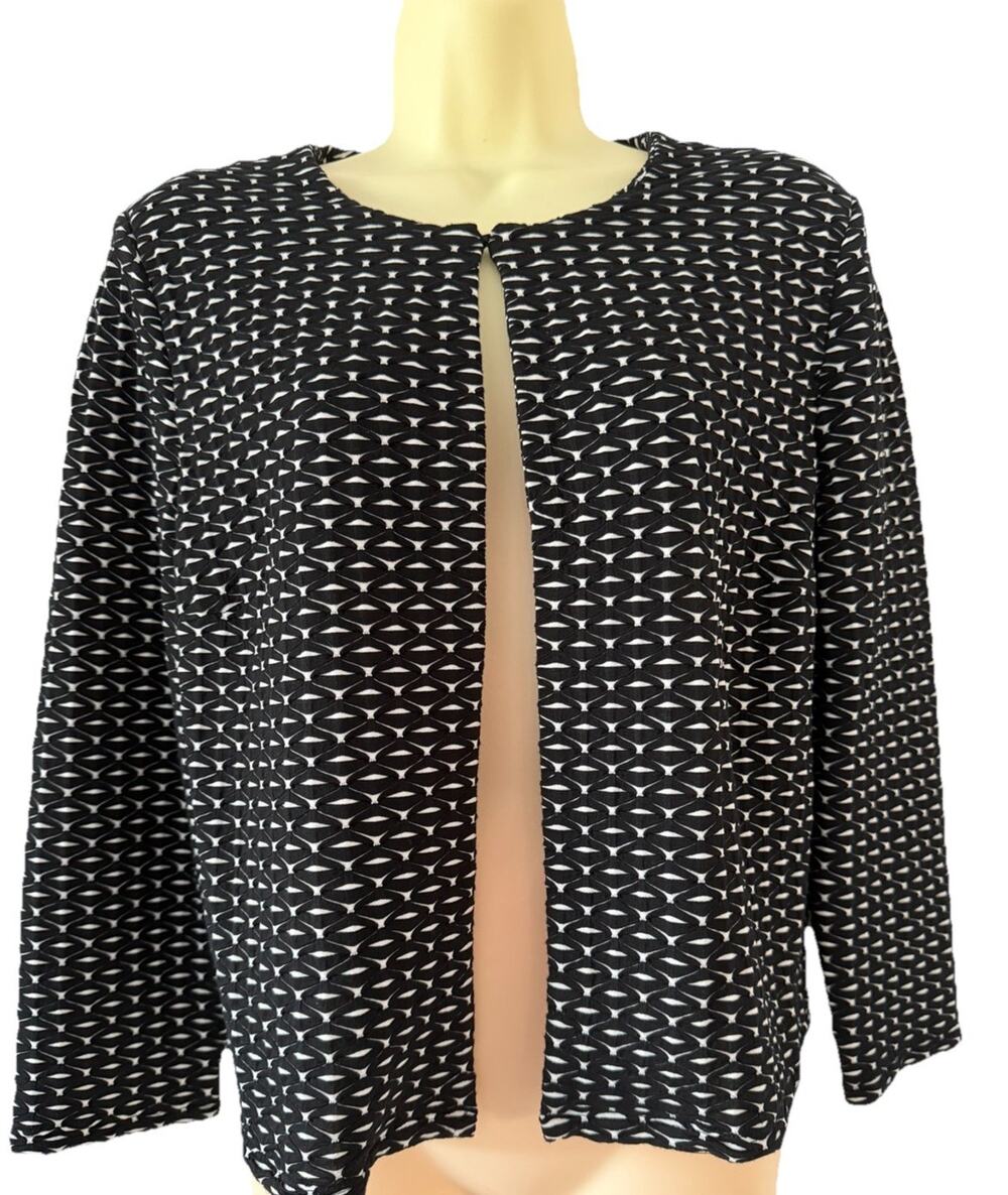 Philosophy Cardigan Black And White Textured Knit Jacket Womens Size Medium